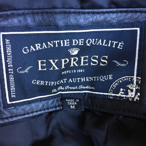 Express Vintage 80’s Leather Bomber Jacket - Picture 8 of 10